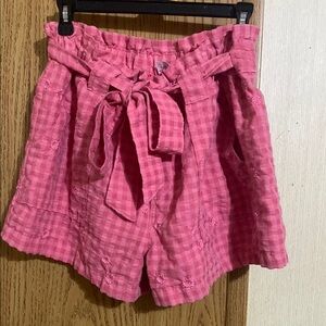 Time and Tru Pink Checkered High Waist Shorts